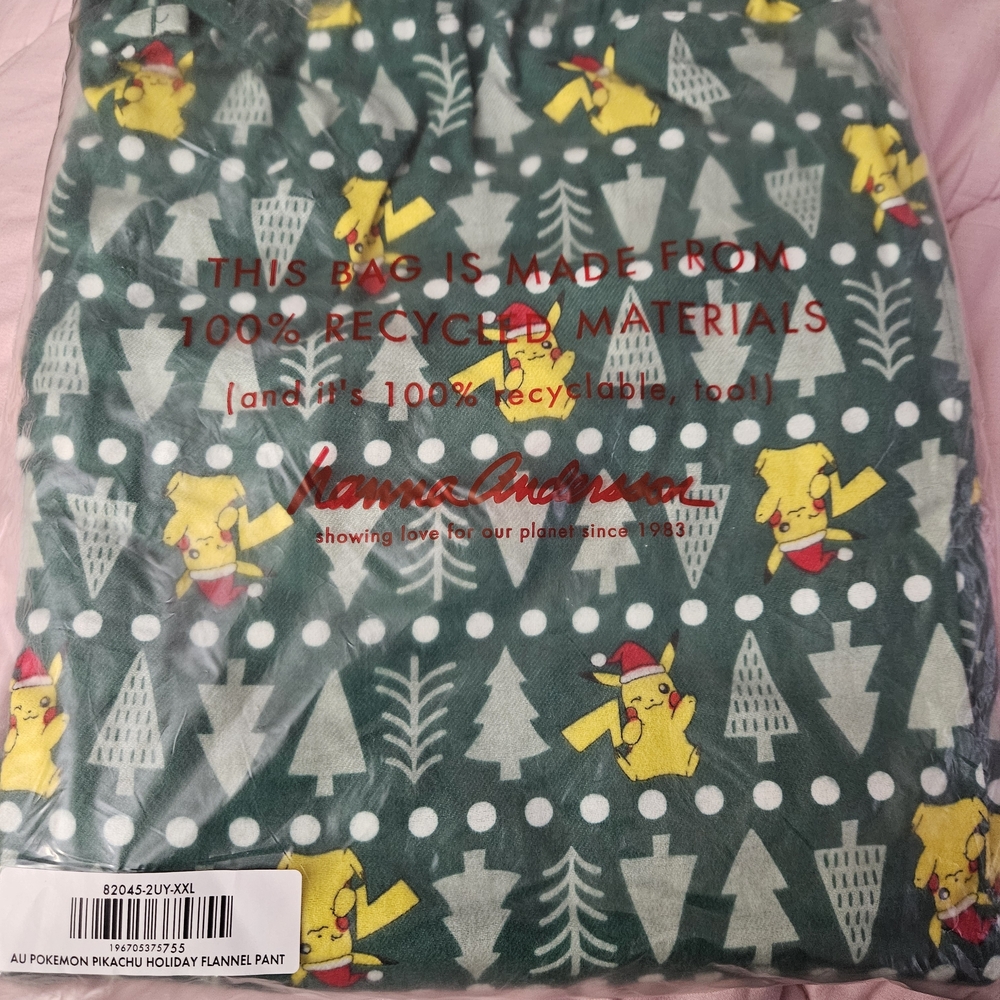 Hanna Andersson Green Pikachu Flannel Pajama Pants